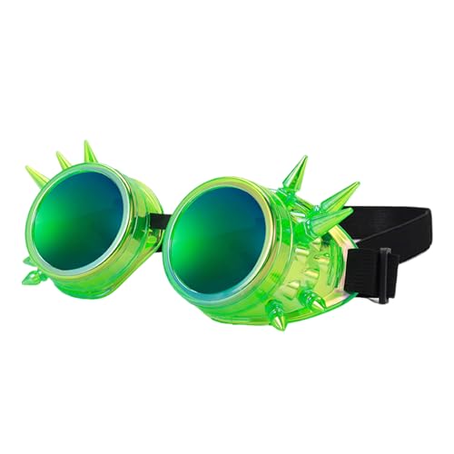Mehrfarbige, fluoreszierende Punk-Brille, Nieten, Punk-Design, leicht, verstellbar, für Erwachsene und Kinder, Steampunk-Brille von YIZITU