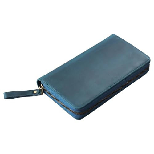 Notizbuch-Ledereinband mit elastischem Stiftschlitz für 18 x 8 cm große Notizblöcke, handgefertigte Leder-Notebook-Hülle, Ledereinband mit Reißverschlüssen von YIZITU