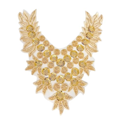 Perlen-Pailletten zum Aufnähen, Kragen-Flicken für Hochzeitskleid, Abendkleid, bestickte Perlen, Pailletten, Aufnäher zum Aufnähen Perlen-Pailletten zum Aufnähen, Kragen-Flicken für Hochzeitskleid, Abendkleid, bestickte Perlen, Pailletten, Aufnäher zum Aufnähen von YIZITU