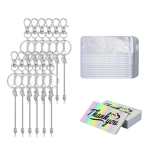 Perlen-Schlüsselanhängerstangen mit Karte und Taschen, verschiedene Farben, Legierung, Schlüsselanhänger, Zubehör, Schmuckherstellung, 12 Stück von YIZITU