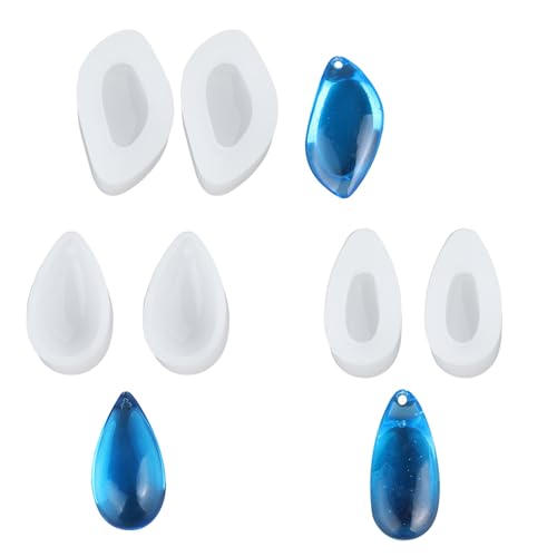 Silikonharz-Formen für Schmuck, Epoxidharz, Wassertropfen, Halskette, Steinform für Harzschmuckherstellung, 6 Stück von YIZITU