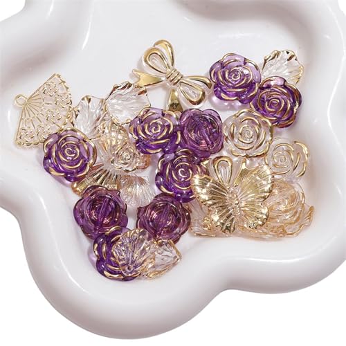 Verschiedene Acrylperlen, goldfarbene Kanten, tragbares Zubehör für Schmuck, Bastelbedarf, enthält Dekoration von YIZITU