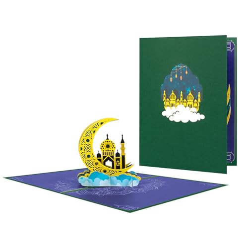 YIZITU 1 Set Foldable Eid Moon Charme Grußkarte Mit Umschlag Karte Exquisites Falten Danke von YIZITU