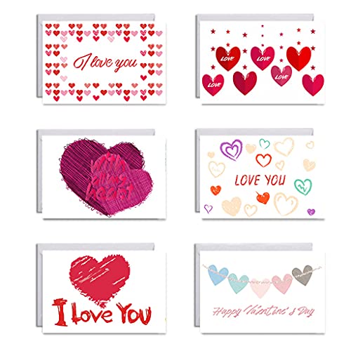 YIZITU 6pcs/set Valentinstag Grußkarten Mit Umschlägen Aufkleber Ich Liebe Dich Karte Romantische Jubiläum Postkarten Hochzeitsfeier Vorräte von YIZITU