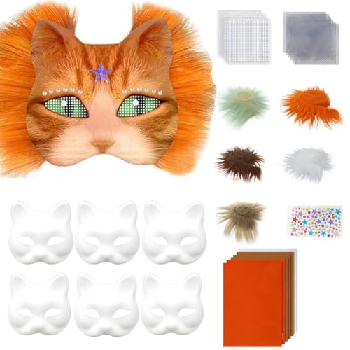 YIZITU Animal Kits Unbemalte Katzen Maske Halloween Cosplay Maskerade Handbemalte Katzen Mit Plüschstoff Hallowee Blankel Kits Handgemalt YIZITU Animal Kits Unbemalte Katzen Maske Halloween Cosplay Maskerade Handbemalte Katzen Mit Plüschstoff Hallowee Blankel Kits Handgemalt von YIZITU