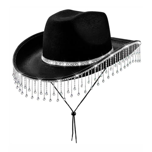 YIZITU Cowboyhüte mit Schmucksteinen, schwerer Kristall-Panamahut, Überraschungsgeschenk für Mädchen, Jungen, Brauthut für Karneval, Musikfestival von YIZITU