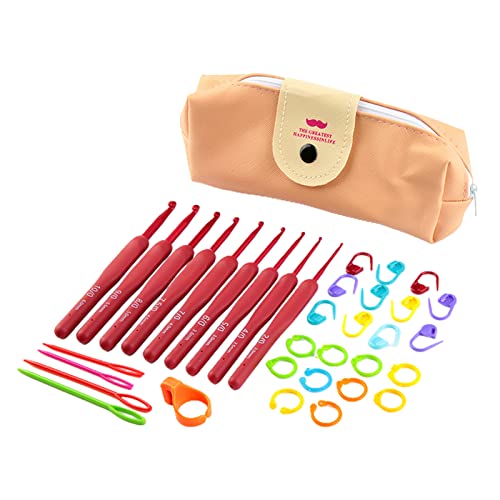 YIZITU Ergonomischer Griff Häkelnadel mit Stichmarkern Häkelnadeln Set Strickset für Arthritis-Hände Häkelnadeln Set Ergonomisches Strickset mit Aufbewahrungstasche für Anfänger YIZITU Ergonomischer Griff Häkelnadel mit Stichmarkern Häkelnadeln Set Strickset für Arthritis-Hände Häkelnadeln Set Ergonomisches Strickset mit Aufbewahrungstasche für Anfänger von YIZITU
