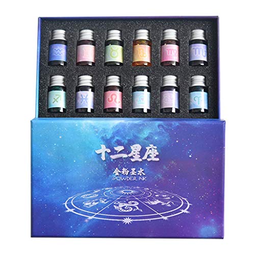 YIZITU Füllfederhalter mit 12 Flaschen, hochwertig, bunt, schnell trocknend, Kalligraphie-Stift-Set für Anfänger, Künstler, Kunst, Zeichnen von YIZITU