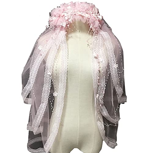 YIZITU Haarreif aus mehrlagigem Tüll, Blumenmuster, für Junggesellinnenabschied, zukünftige Braut, Rolle zum Spielen, Foto-Requisiten, Pbachelorette-Party, Schleier, Stirnband, kurz von YIZITU