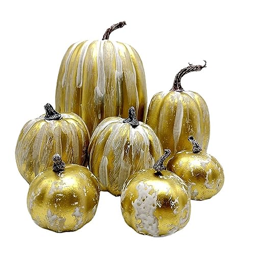 YIZITU Künstliche Kürbisse, Dekoration für Zuhause, mit großen goldenen Schaumstoff-Kürbisse für Ernte, Kürbisse, Ornament, Halloween, Basteln, Herbst, Erntedankfest, Halloween, Herbst, Heimdekoration von YIZITU