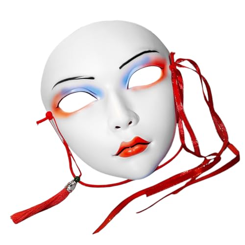 YIZITU Maskerade Handbemaltes Vollgesichts-Maskerade-Kostüm-Zubehör für Frauen, Bühnenspiel-Mottopartys von YIZITU