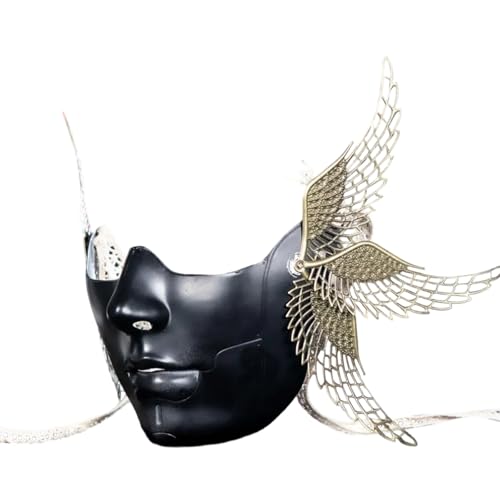 YIZITU Mechanisch mit Flügel-Maskerade, halbes Gesicht, Halloween, Cosplay, Zubehör für Damen und Herren, Maskerade, Cosplay YIZITU Mechanisch mit Flügel-Maskerade, halbes Gesicht, Halloween, Cosplay, Zubehör für Damen und Herren, Maskerade, Cosplay von YIZITU