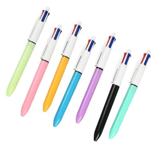 YIZITU Mehrfarbiger Kugelschreiber, 4-farbig, einziehbar, 1,0 mm, Grün, Blau, Rötungen, Schwarz, für Büro, Schule, 7 Stück YIZITU Mehrfarbiger Kugelschreiber, 4-farbig, einziehbar, 1,0 mm, Grün, Blau, Rötungen, Schwarz, für Büro, Schule, 7 Stück von YIZITU