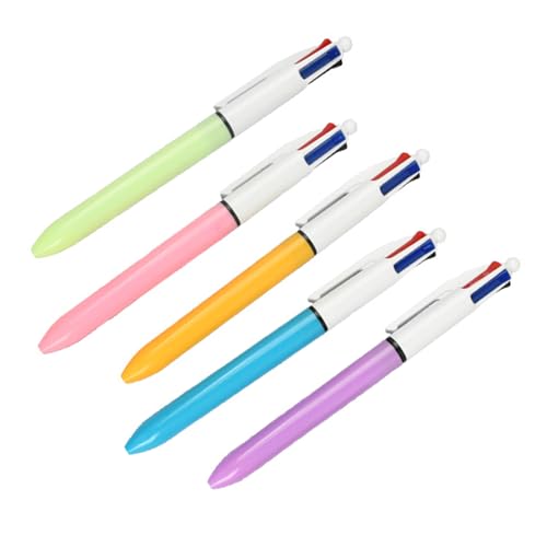 YIZITU Mehrfarbiger Kugelschreiber, 4-in-1, einziehbarer Kugelschreiber für Kinder, Studenten, Spielbelohnung, bunter Kugelschreiber, 5 Stück von YIZITU