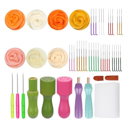 YIZITU Nadel Filzung Vorräte 7/9/10 Farbwolle Felted Set Mit Filzennadelkissen Wolle Roving Finger Cots Holzgriff Accessoires von YIZITU
