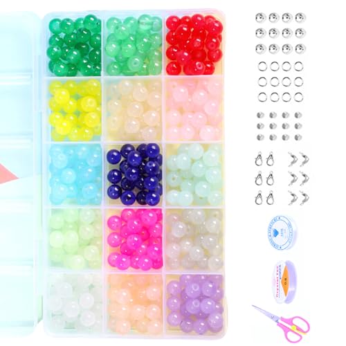 YIZITU Schmuckherstellungs-Set, 8 mm, Glasperlen, bunte Armbänder, Schmuckzubehör für Halsketten YIZITU Schmuckherstellungs-Set, 8 mm, Glasperlen, bunte Armbänder, Schmuckzubehör für Halsketten von YIZITU