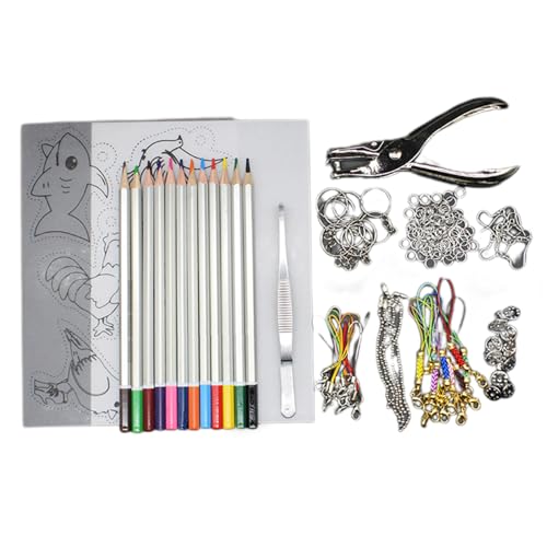 YIZITU Schrumpffolien-Papier-Set mit Buntstiften, Schlüsselanhänger, Ohrringhaken, Loch für Schlüsselanhänger, Anhänger, Schmuckherstellung YIZITU Schrumpffolien-Papier-Set mit Buntstiften, Schlüsselanhänger, Ohrringhaken, Loch für Schlüsselanhänger, Anhänger, Schmuckherstellung von YIZITU