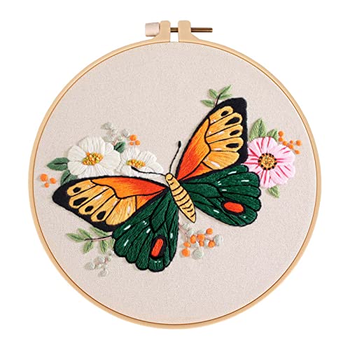 YIZITU Stickerei-Starter-Sets für Anfänger enthalten Stickkleidung mit Blumenmuster Anleitung (evtl. nicht in deutscher Sprache), Stoffnadel-Starter-Sets für Erwachsene von YIZITU