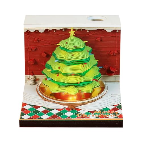 YIZITU Weihnachts-3D-Papierschnitzerei-Kunst-Notizblock mit Stifthalter, 3D-Papierskulptur, Notizblöcke, reißbarer Notizblock YIZITU Weihnachts-3D-Papierschnitzerei-Kunst-Notizblock mit Stifthalter, 3D-Papierskulptur, Notizblöcke, reißbarer Notizblock von YIZITU