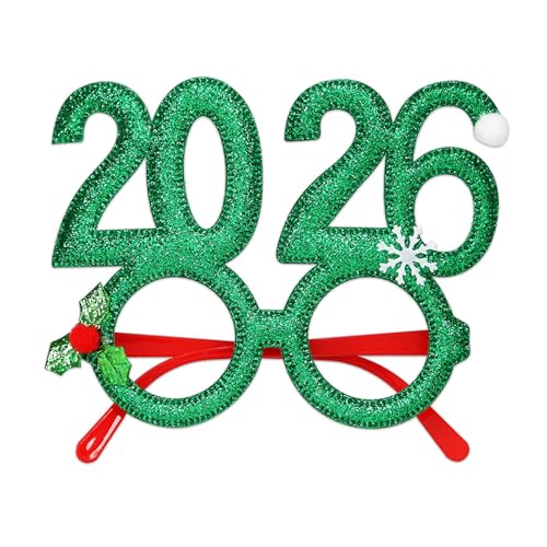 YIZITU Weihnachtsbrillenrahmen 2026 Brille für Weihnachten Urlaub Partys Dekorationen Weihnachtsbrille ohne Gläser von YIZITU