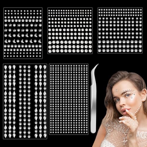 YIZWINS 1066 Stück Silber Glitzersteine Gesicht, Körper & Nägel, Acryl, Rund, Selbstklebend, Festival/Make-Up YIZWINS 1066 Stück Silber Glitzersteine Gesicht, Körper & Nägel, Acryl, Rund, Selbstklebend, Festival/Make-Up von YIZWINS