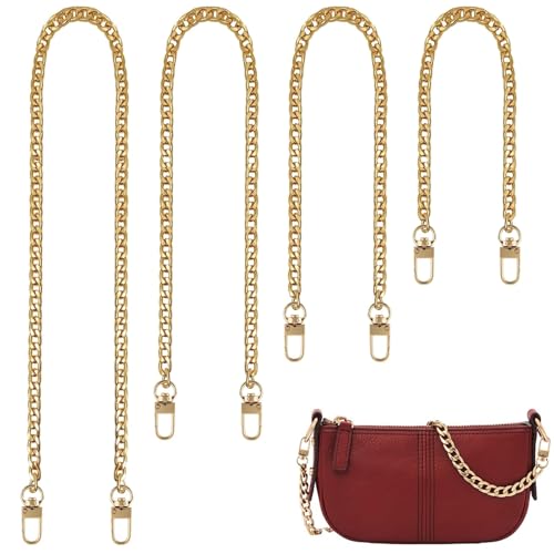 YIZWINS 4 Stück Taschenkette Gold, Metallkettenriemen Taschenkette, Goldene Taschenketten, Flache Kettenriemen, Handtaschenkettenriemen, Geeignet für Handtaschen, Geldbörsen, Clutches (Gold) von YIZWINS