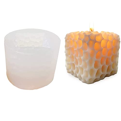 Würfel-Honigwaben-Silikon-Kerzenform, 3D-Aromatherapie, Garnkugelform, tolles handgefertigtes Geschenk, Kerzenherstellungs-Set für Party und Candlelight-Abendessen (honeycomb) von YIiNOo
