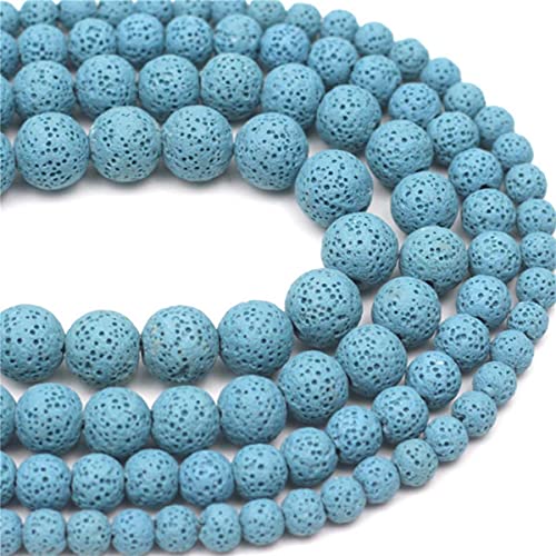 6mm 8mm 10mm 12mm Runde Mischfarbe Lava Vulkanstein Lose Perlen Achate Perlen für Schmuckherstellung 1 Strang 15"-Hellblau Lava, 8mm (ca. 46 Stück) von YJBEAPT