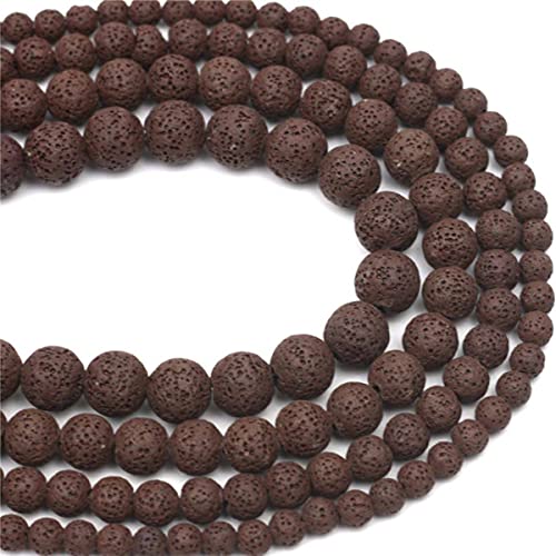 6mm 8mm 10mm 12mm Runde Mischfarbe Lava Vulkanstein Lose Perlen Achate Perlen für die Schmuckherstellung 1 Strang 15"-Braune Lava, 8mm (ca. 46 Stück) von YJBEAPT