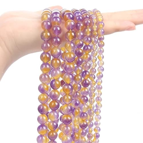 Natursteinperlen, glatt, mehrfarbig, Glas, Turmalin, Achate, lose Abstandsperlen für die Schmuckherstellung, DIY-Armbänder, Zubehör, Ametrin, 8 mm, ca. 45 Stück Natursteinperlen, glatt, mehrfarbig, Glas, Turmalin, Achate, lose Abstandsperlen für die Schmuckherstellung, DIY-Armbänder, Zubehör, Ametrin, 8 mm, ca. 45 Stück von YJBEAPT