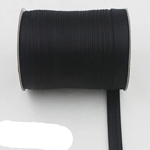 Polyester 5/8 Zoll (15 mm) Schrägband aus Satin, einfarbig, zum Nähen und Trimmen von DIY-Kleidungsstücken, 25 Yard/Rolle, 10, schwarz, 15 mm von YJBEAPT