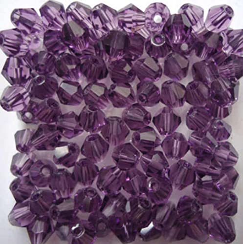 Rosa Farben 100pcs 4mm Doppelkegel-Kristallperlen Charme Glasperlen Lose Abstandsperle für DIY Schmuckherstellung-lila von YJBEAPT