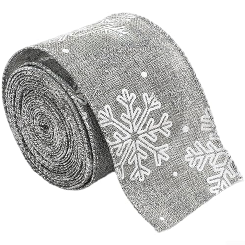 Dekoratives Weihnachtsband, 6,3 cm breit x 2 m lang, Stoff für Schleifen und Baumtrimmen, Urlaubsparty-Dekoration und Verpackung, Handwerk für saisonale Heimdekoration (grau) von YJDOORPLAY