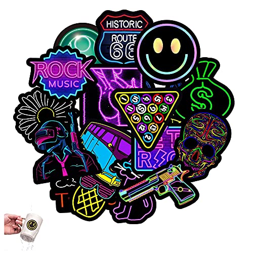 100 Stücke Neon Aufkleber Graffiti Sticker Sticker Aesthetic Vinyl Sticker Geschenke Spielzeug Vintage Neon Stickers Decals für Fahrrad Motorrad Helme Laptop deckel Skateboard Koffer Snowboard Handy von YJFY