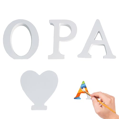 YJFY 1 Satz Holzbuchstaben OMA und OPA Holzbuchstaben Dekoration Opa Oma geschenk handwerk Voller Leidenschaft Für Geburtstagsgeschenke, Geschenke zum Vatertag, Geschenke zum Muttertag (Weiß OPA) von YJFY