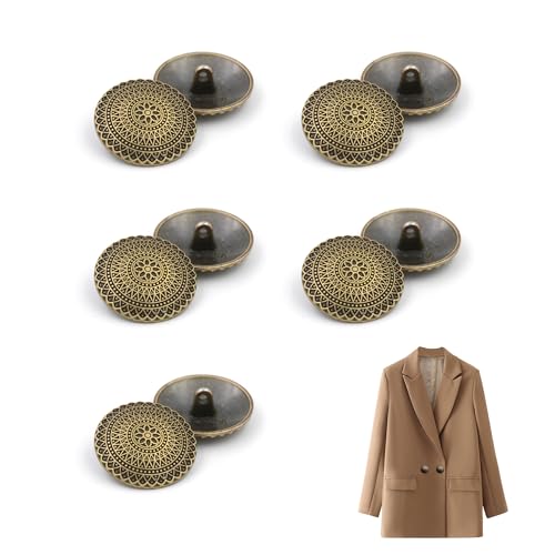 YJFY 10 Stück Metallknöpfe Knöpfe Metall Vintage Antike Metall Blazer Knöpfe Edelweiss Enzian Ösenknöpfe Retro-Stil Geeignet für Hemden, Windjacken, Jacken, Jeans, etc. (Vintage Bronze, 18mm) von YJFY