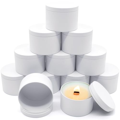 YJHSS Kerzendosen, 340 ml, 12 Stück, hochwertige, matte, vollweiße Kerzengläser zur Herstellung von Kerzen, 340 ml Kerzendose mit Deckel für die Herstellung von Kerzen, leere Kerzenbehälter für kleine YJHSS Kerzendosen, 340 ml, 12 Stück, hochwertige, matte, vollweiße Kerzengläser zur Herstellung von Kerzen, 340 ml Kerzendose mit Deckel für die Herstellung von Kerzen, leere Kerzenbehälter für kleine von YJHSS