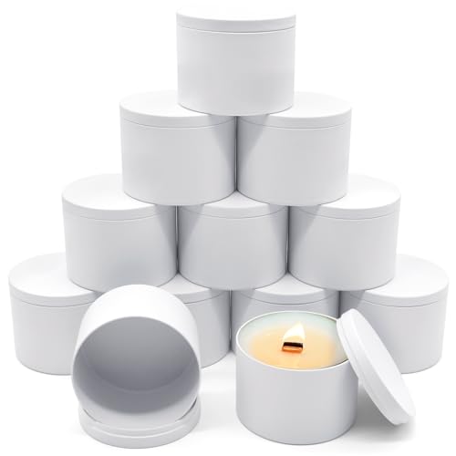 YJHSS Kerzendosen mit 3 Dochten, 473 ml, große 473 ml Kerzendosen für die Herstellung von Kerzen, leere Kerzenbehälter, Weiß, 12 Stück von YJHSS