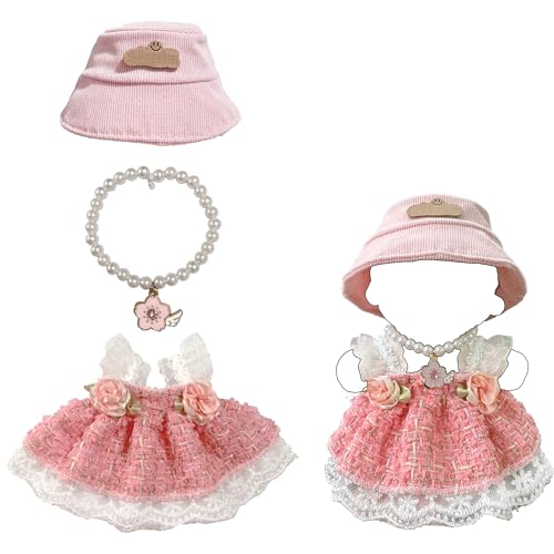 3-teiliges Set – Kleidung für 17 cm große Puppen – Puppenkleid Set mit Hut und Kleid 3-teiliges Outfit – niedliche und modische Kleidung für Puppen – nur Zubehör, keine Puppe enthalten von YJLUMI