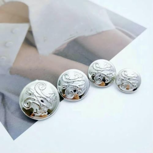10 Stück 15 mm 18 mm 20 mm 23,0 mm Retro-Metallknöpfe zum Nähen von Mänteln, Pullovern, Vintage-Rundknöpfen, Zubehör-Silber-18 mm von YJMYZ