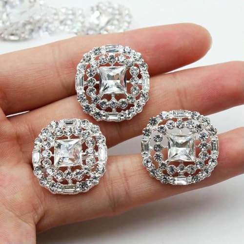 10 Stück 24,0 mm silberne Metallknöpfe, Brautkleid, dekorativer Knopf zum Nähen von Kleidung, Basteln, Strass-Accessoires, Schmuck-20 mm von YJMYZ