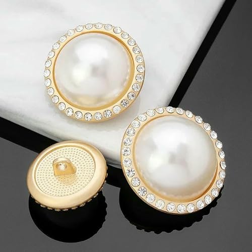10 Stück exquisite Diamantperlen-Mantelschnalle DIY Herz Windjacke Pyjama Kleidung dekorativer Metallknopf-5-569-4-25MM von YJMYZ