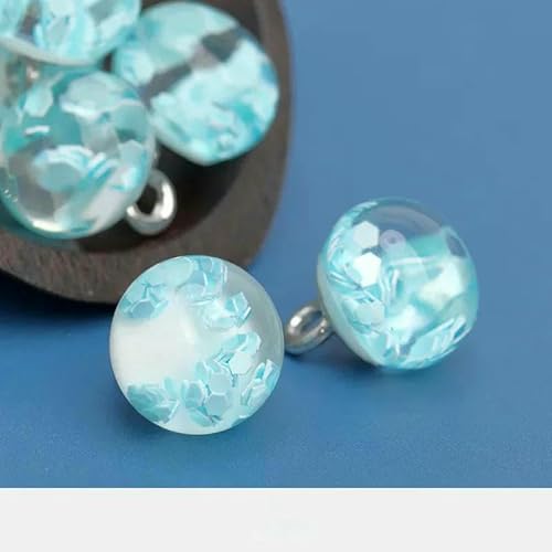 10 Stück runde Harzknöpfe, bunte Pailletten, 10 mm, klein, schön, runde Schaftknöpfe, Cheongsam-Zubehör, Cyan, 10 mm 10 Stück runde Harzknöpfe, bunte Pailletten, 10 mm, klein, schön, runde Schaftknöpfe, Cheongsam-Zubehör, Cyan, 10 mm von YJMYZ