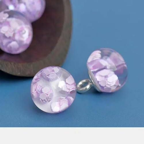 10 Stück runde Harzknöpfe, bunte Pailletten, 10 mm, klein, schön, runde Schaftknöpfe, Cheongsam-Zubehör, Hellviolett, 10 mm 10 Stück runde Harzknöpfe, bunte Pailletten, 10 mm, klein, schön, runde Schaftknöpfe, Cheongsam-Zubehör, Hellviolett, 10 mm von YJMYZ