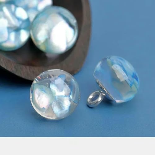 10 Stück runde Harzknöpfe, bunte Pailletten, 10 mm, klein, schön, runde Schaftknöpfe, Cheongsam-Zubehör, Himmelblau, 10 mm 10 Stück runde Harzknöpfe, bunte Pailletten, 10 mm, klein, schön, runde Schaftknöpfe, Cheongsam-Zubehör, Himmelblau, 10 mm von YJMYZ