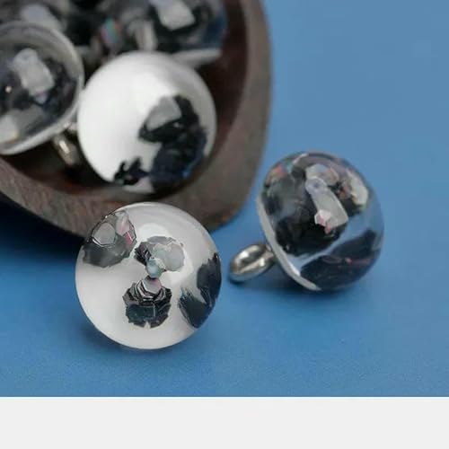 10 Stück runde Harzknöpfe, bunte Pailletten, 10 mm, klein, schön, runde Schaftknöpfe, Cheongsam-Zubehör, Schwarz, 10 mm 10 Stück runde Harzknöpfe, bunte Pailletten, 10 mm, klein, schön, runde Schaftknöpfe, Cheongsam-Zubehör, Schwarz, 10 mm von YJMYZ