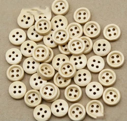 100 Stück/Los, Größe: 10 mm (0,40 Zoll), natürliche Farbe, Holzknöpfe zum Nähen, Holzknöpfe, Scrapbooking (ss-5008) – Standard von YJMYZ