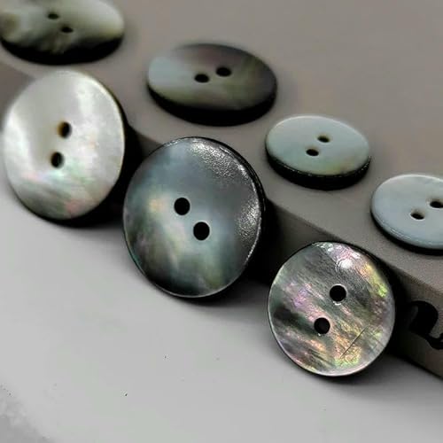 15/18/20,5/23/25 MM Natürliche Muschel 2-Loch-Nähknöpfe für Kleidung Modischer runder Perlmuttknopf DIY-Schwarz-20,5 mm 10 Stück von YJMYZ