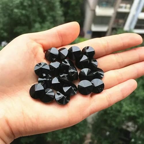 20 Stück Hochwertige schwarze Kristall-Edelsteinknöpfe Nähknöpfe für Hemden Kristallknöpfe für Kleidungsstücke Nähzubehör 12 mm-schwarz-10 mm 20 Stück von YJMYZ