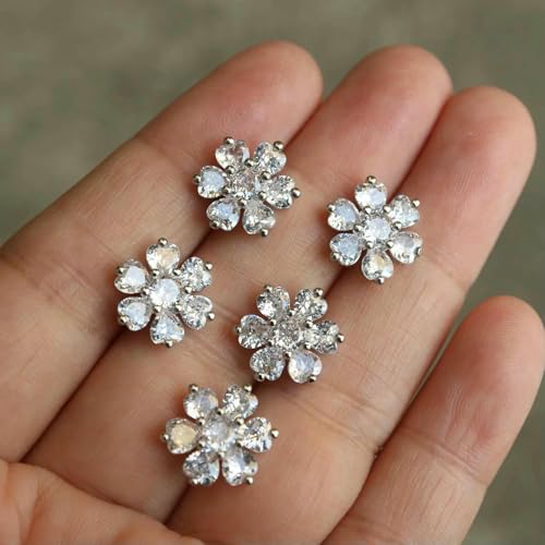 5 Stück/Los DIY Herz Blume Kristallknöpfe Zirkonia Knopf für Mantel Strass CZ Schmuck Nähknöpfe für Kleidung-13,0 mm 104 von YJMYZ